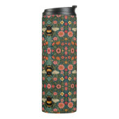Elegante Boho-Retro-Hummel-Frühlingsblumen Thermosbecher (Nach links gedreht)