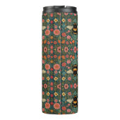 Elegante Boho-Retro-Hummel-Frühlingsblumen Thermosbecher (Rückseite)