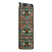 Elegante Boho-Retro-Hummel-Frühlingsblumen Thermosbecher (Nach rechts gedreht)
