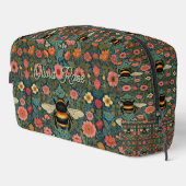 Elegante Boho-Retro-Hummel-Frühlingsblumen Waschbeutel (Rechte Ecke)
