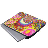 Elegante Boho Retro-Sonnenblumen rosa gelbe Blumen Laptopschutzhülle (Vorne Knopf)