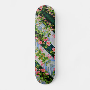 Elegante boho rosa Aquarellfarben-Rose Skateboard