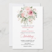 Elegante Boho-Rosa-Blumen-Hochzeitseinladung Einladung (Vorderseite)