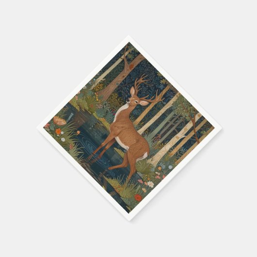 Elegante boho rustikale Wald Wald Hirsche Kunst Serviette (Ecke)