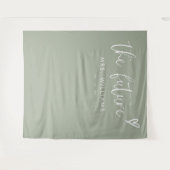 Elegante Boho Sage Green Brautparty Begrüßungszeic Wandteppich (Vorderseite (Horizontal))