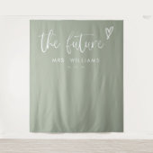 Elegante Boho Sage Green Brautparty Begrüßungszeic Wandteppich (Vorderseite)