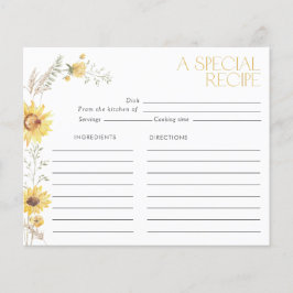 Elegante Boho Sonnenblumen Brautparty Rezept Karte