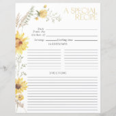 Elegante Boho Sonnenblumen Brautparty Rezept Seite (Vorderseite)