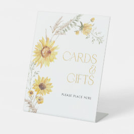 Elegante Boho Sonnenblumenkarten & Geschenke Dusch Sockelschild