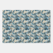 Elegante boho staubige blaue und Elfenbeinwinters- Geschenkpapier Set (Vorderseite 3)