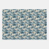 Elegante boho staubige blaue und Elfenbeinwinters- Geschenkpapier Set (Vorderseite)