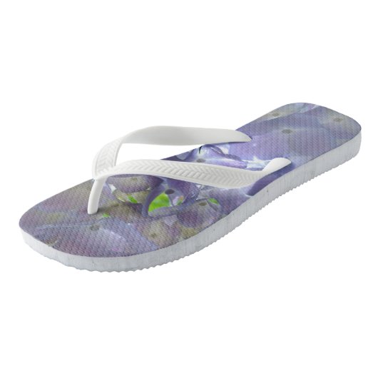 Elegante boho staubige lila Blumenarten Blume Badesandalen (Schrägansicht)