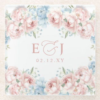 Elegante Boho Summer Blush Blumenhochzeit Glasuntersetzer