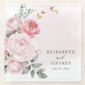 Elegante Boho Summer Blush Blumenhochzeit Glasuntersetzer (Vorderseite)