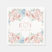 Elegante Boho Summer Blush Blumenhochzeit Serviette (Vorderseite)