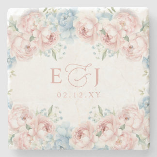 Elegante Boho Summer Blush Blumenhochzeit Steinuntersetzer
