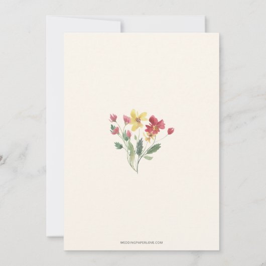 Elegante Boho Summer Wildblumen Probe Dinner Einladung (Rückseite)