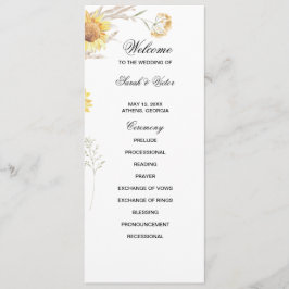 Elegante Boho Sunflowers Doppelseitige Programmkar Programm