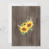 Elegante Boho Sunflowers Summer Watercolor Wedding Einladung (Rückseite)