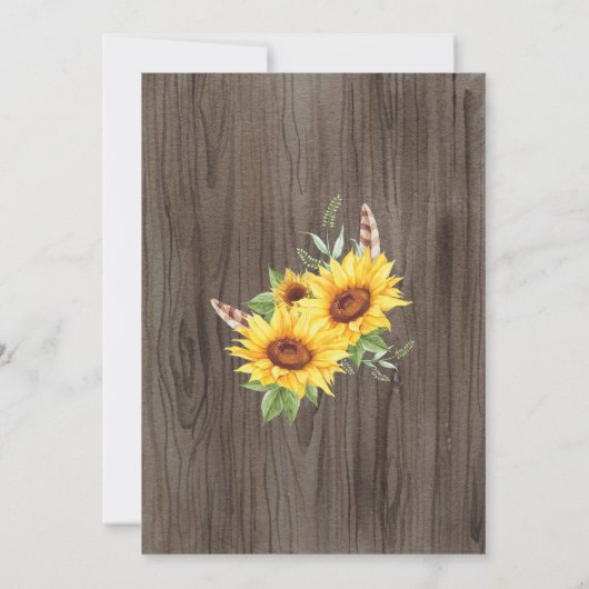 Elegante Boho Sunflowers Summer Watercolor Wedding Einladung (Rückseite)