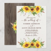 Elegante Boho Sunflowers Summer Watercolor Wedding