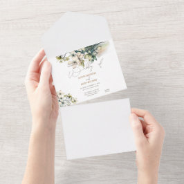 Elegante Boho Süße Wildblumen Blumen Hochzeitskart All In One Einladung