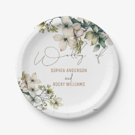 Elegante Boho Süße Wildblumen Florale Hochzeitskar Pappteller