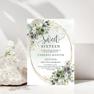 Elegante Boho Sweet Sixteen Greenery Foliage Einla Einladung