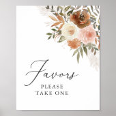 Elegante Boho Terracotta Florale Favoriten Zeichen Poster (Vorne)