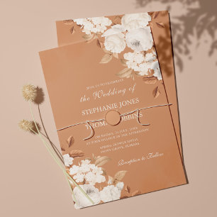 Elegante Boho-Terrakotta-Blumenhochzeits-Einladung Einladung