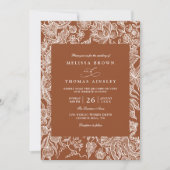 Elegante Boho-Terrakotta-Wildblumen-QR-Code-Hochze Einladung (Vorderseite)