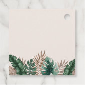 Elegante Boho Tropical Watercolor Blumenhochzeit Geschenkanhänger (Rückseite)