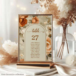 Elegante Boho verbrannte Orange Elfenbein Salbei T Tischnummer