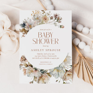 Elegante Boho Vintage Blumen Botanische Babyparty Einladung