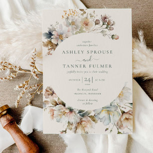 Elegante Boho Vintage Blumen Botanische Hochzeit Einladung