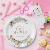 Elegante Boho Vintage botanische Babydusche Pappteller (Party)