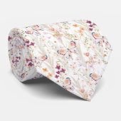 Elegante Boho Wassercolor Blume Butterfly White Krawatte (Gerollt)