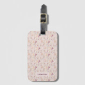 Elegante Boho Wasserfarbe Blume Butterfly Monogram Gepäckanhänger (Vorderseite Vertikal)