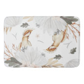 Elegante Boho Wasserfarben Blume & Vögel Badematte (Vorderseite)