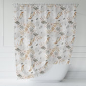 Elegante Boho Wasserfarben Blume & Vögel Duschvorhang