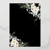 Elegante Boho Watercolor Schwarze Hochzeit Folieneinladung (Rückseite)