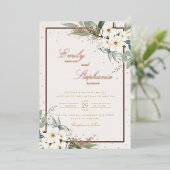 Elegante Boho Watercolor Schwarze Hochzeit Folieneinladung (Stehend vorne)