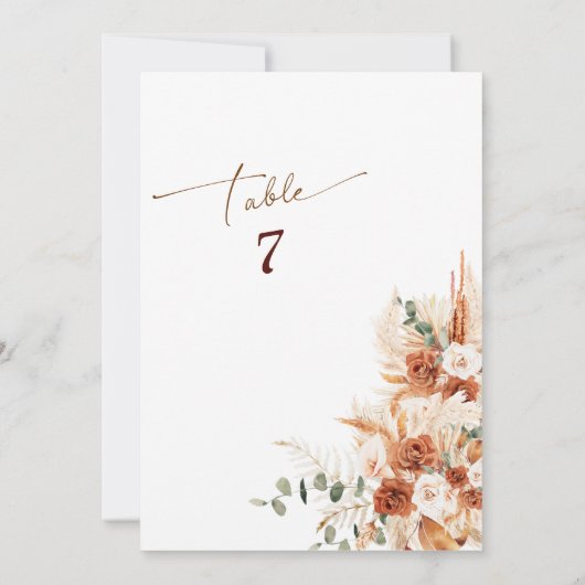 Elegante Boho Wedding Reception Table Card Einladung (Rückseite)