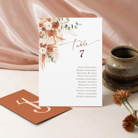 Elegante Boho Wedding Reception Table Card Einladung