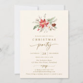 Elegante Boho Weihnachts-Party Einladung Cream Gol (Vorderseite)