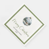Elegante Boho-Weihnachtsszene Botanisches Dinner Serviette (Ecke)