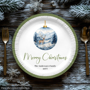 Elegante Boho-Weihnachtsszene in erdigen Farben Pappteller