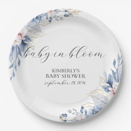 Elegante Boho Wildblume Babydusche Pappteller