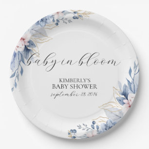 Elegante Boho Wildblume Babydusche Pappteller