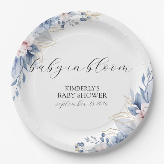 Elegante Boho Wildblume Babydusche Pappteller (Vorderseite)